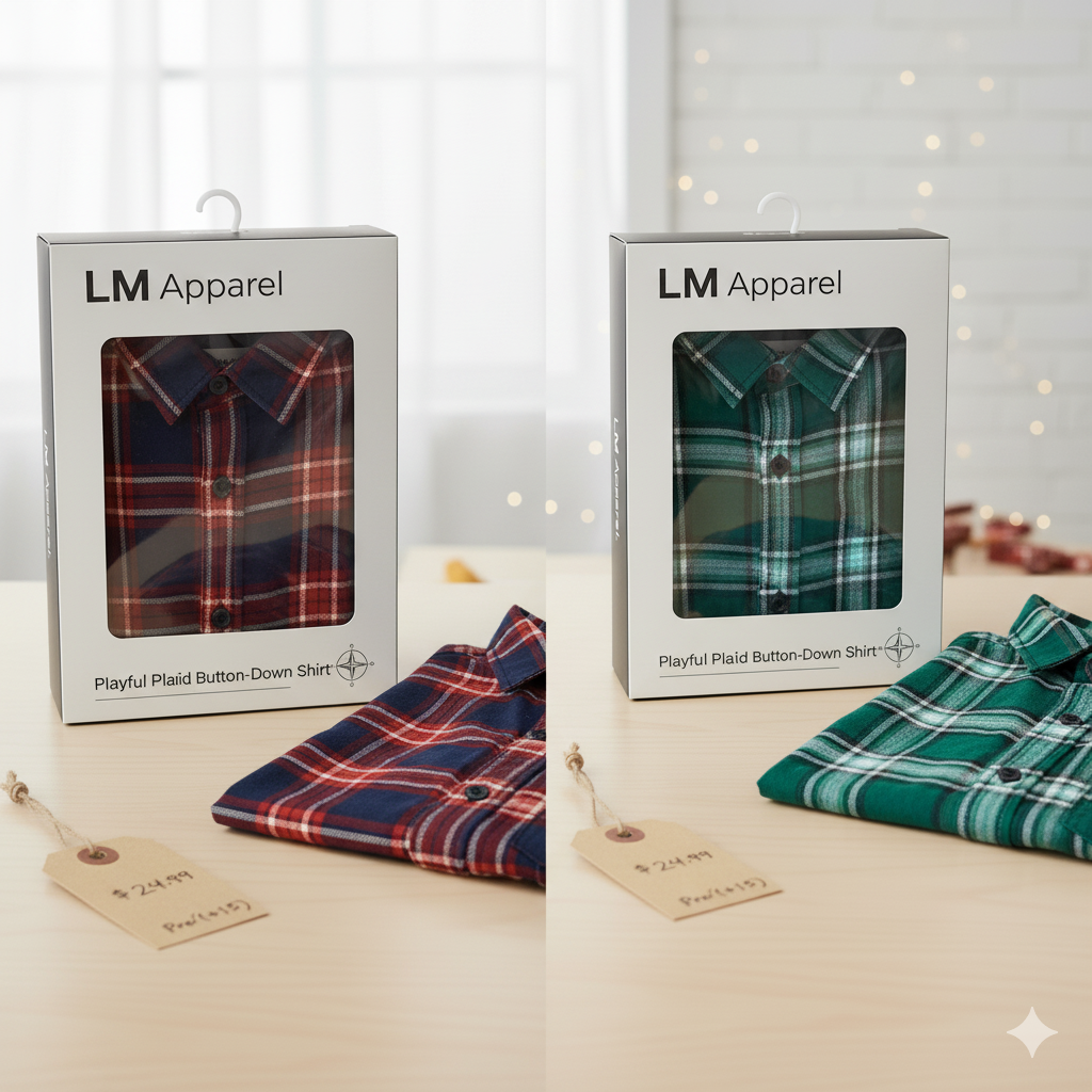 LM Apparel Playful Plaid Button-Down Shirt